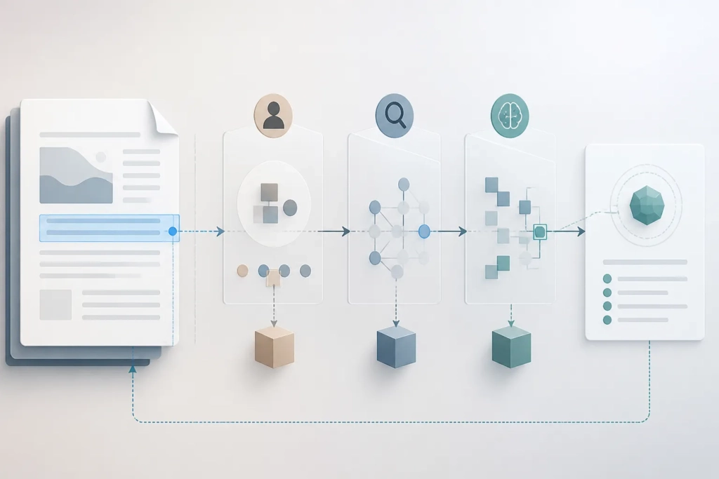 La fonte originale passa attraverso più intermediari digitali che ne selezionano e riorganizzano il contenuto.