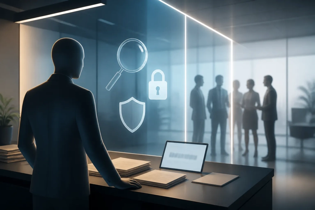 Immagine concettuale sul confine tra analisi dei dati di adozione e tutela della privacy dei dipendenti.