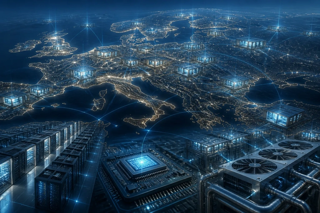 Un grande complesso di data center e infrastrutture di calcolo che rappresenta la scala della corsa europea all’AI di frontiera.