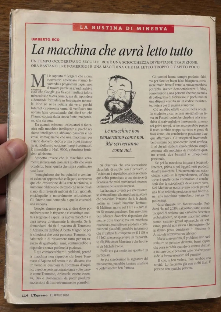 Il finto articolo di Umberto Eco