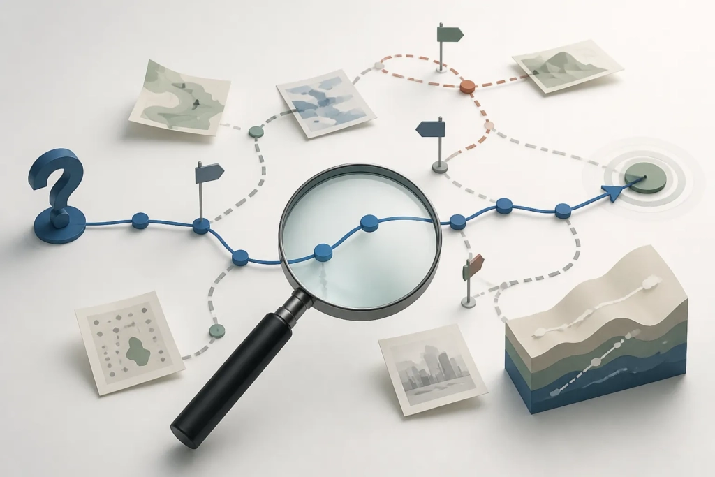 Schema concettuale del controllo del percorso delle informazioni e della verifica delle fonti.