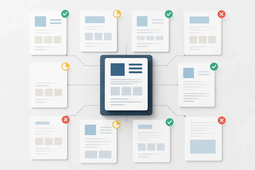 Rappresentazione visiva di una baseline usata per confrontare risultati editoriali diversi.